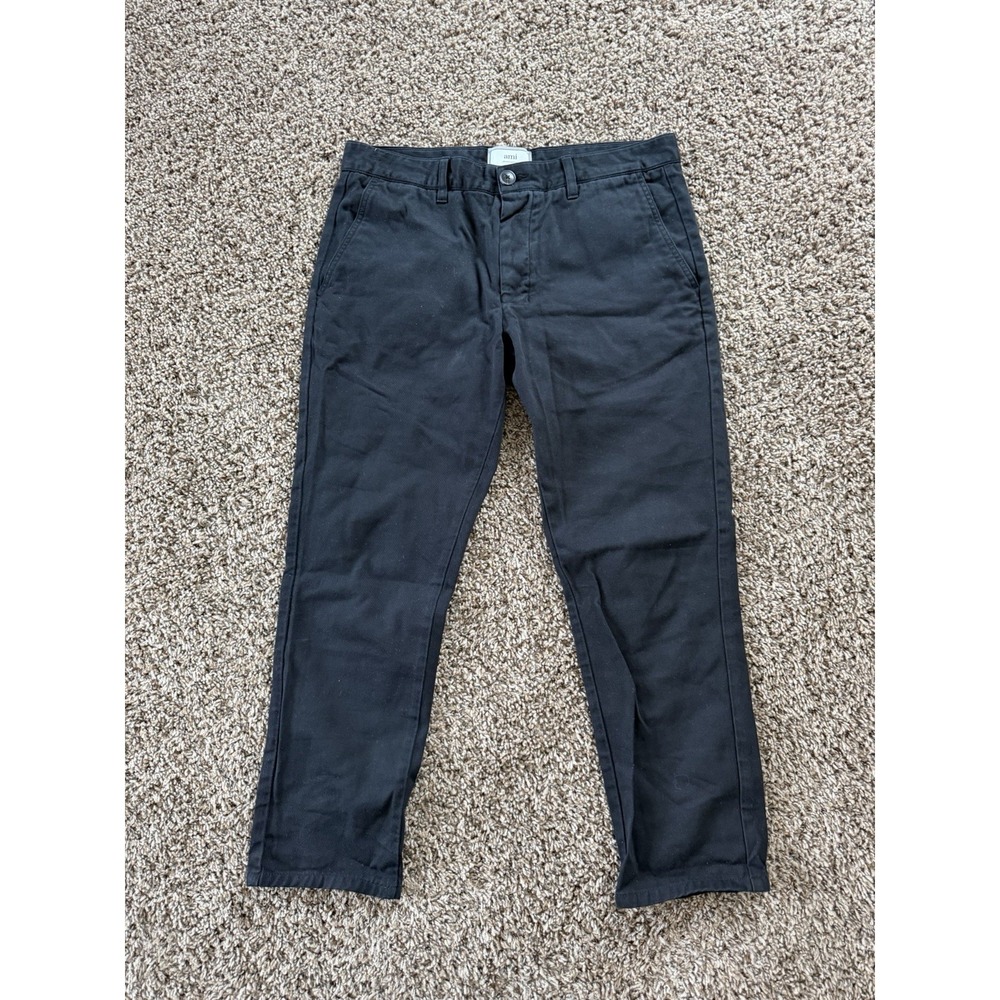 Ami Alexandre Mattiussi Trousers Mens Medium W32 Black Pleated Chino Cropped